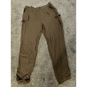 Leith Women's Olive Green Soft Pull On Casual Cargo Pants Size‎ L Large
